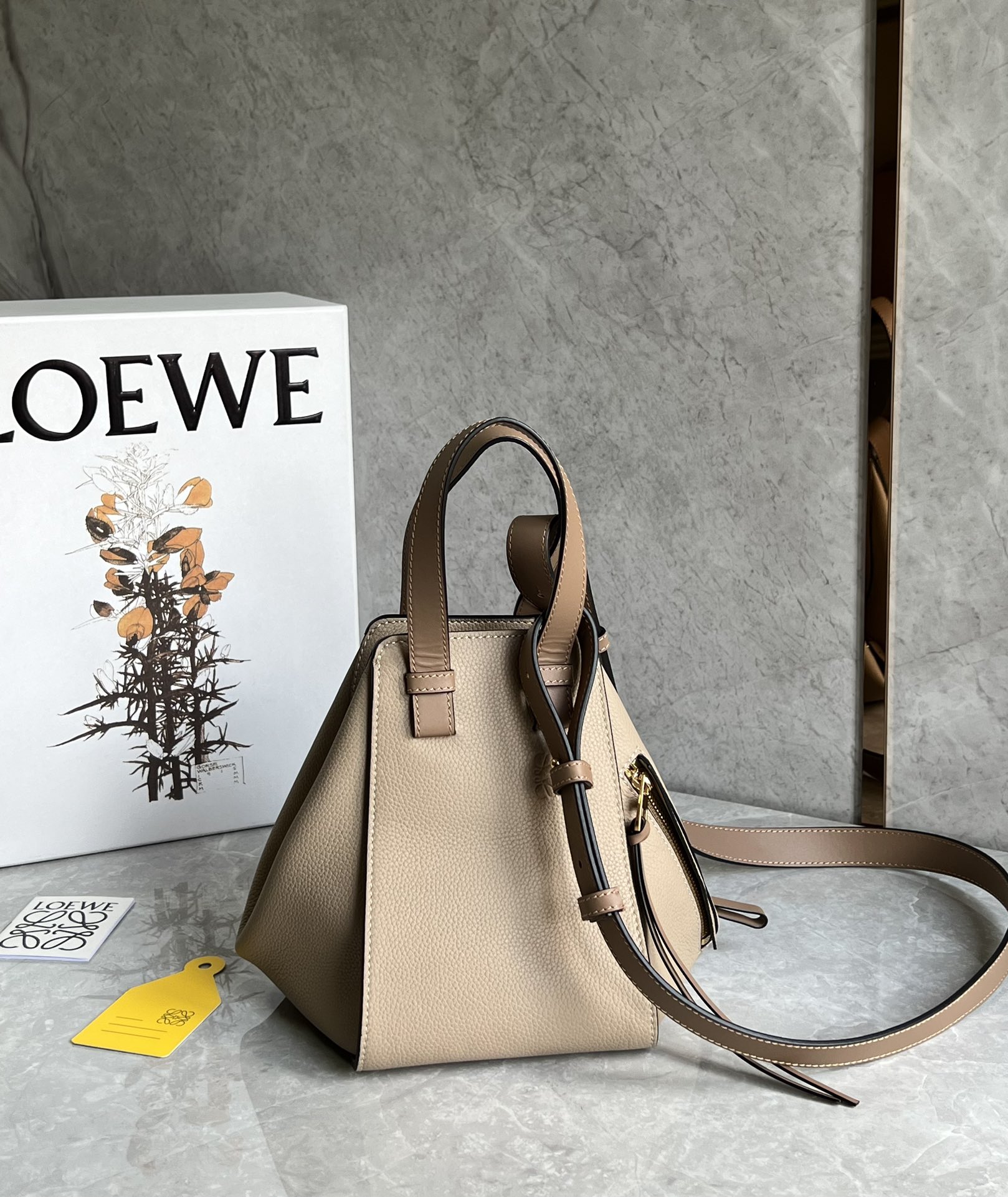 Loewe Compact Hammock Bag in Soft Grained Calfskin Khaki